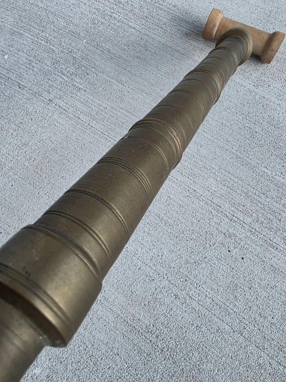 Antique Vintage Brass Fireplace Blowpipe Bird Figural Hearth Tool Wood Handle